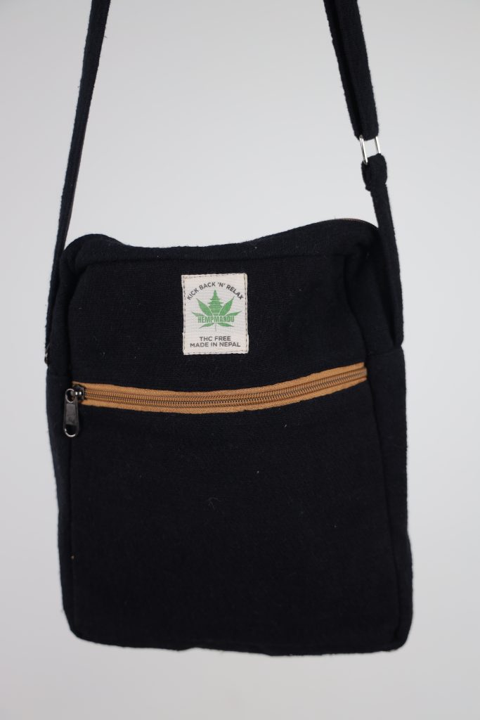 Black Hemp Shoulder Bag